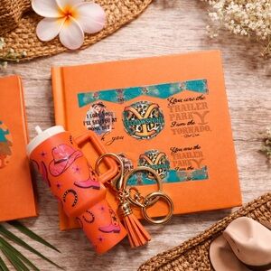 Yellowstone Orange Notebook with Mini tumbler